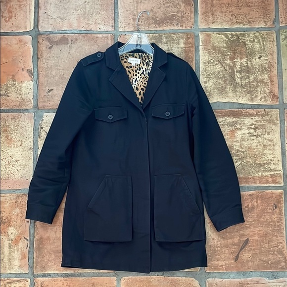BRIXTON Size Small Military Utility Black Women's Jacket w Leopard Print Lining - Picture 1 of 10